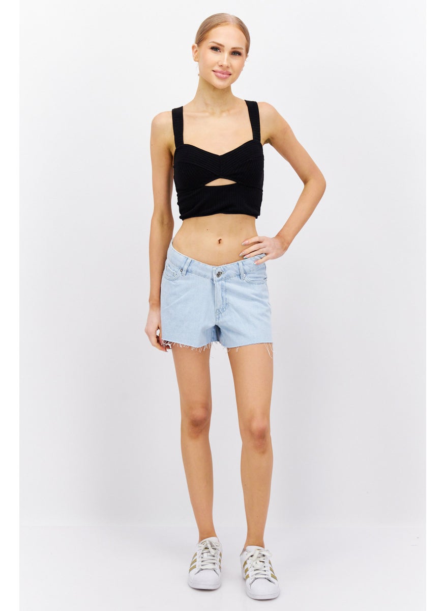 Don't Call Me Jennyfer - Women Washed Denim Short, Light Blue - Image 1