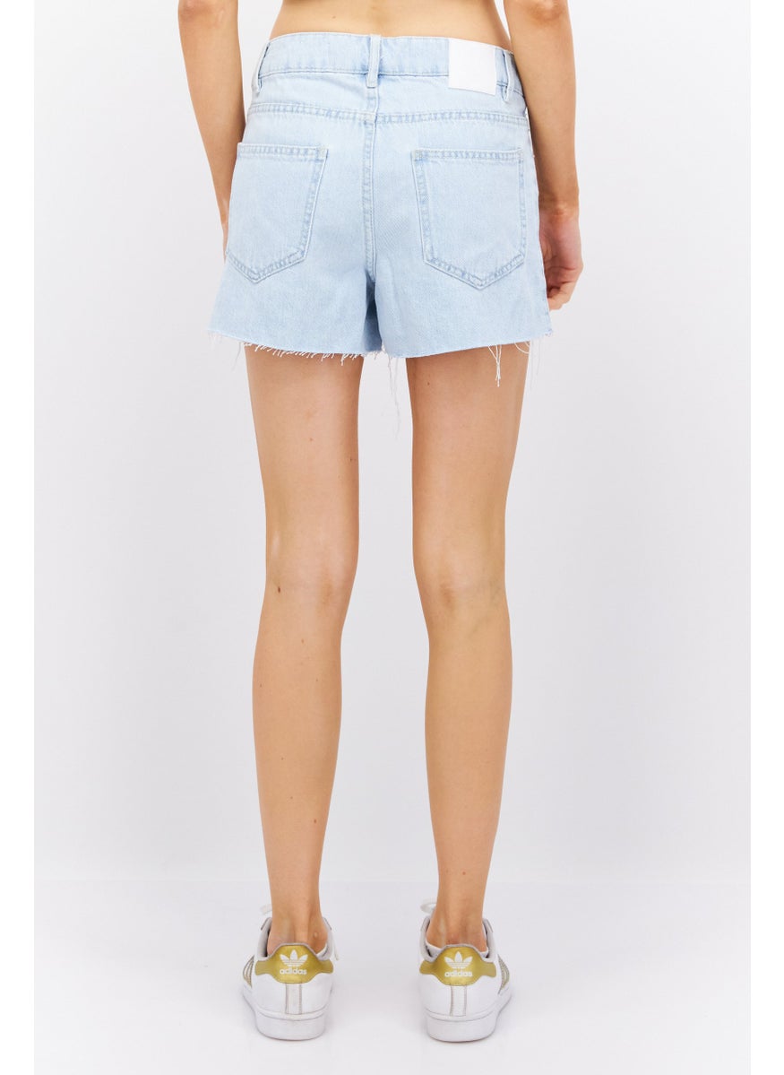 Don't Call Me Jennyfer - Women Washed Denim Short, Light Blue - Image 1