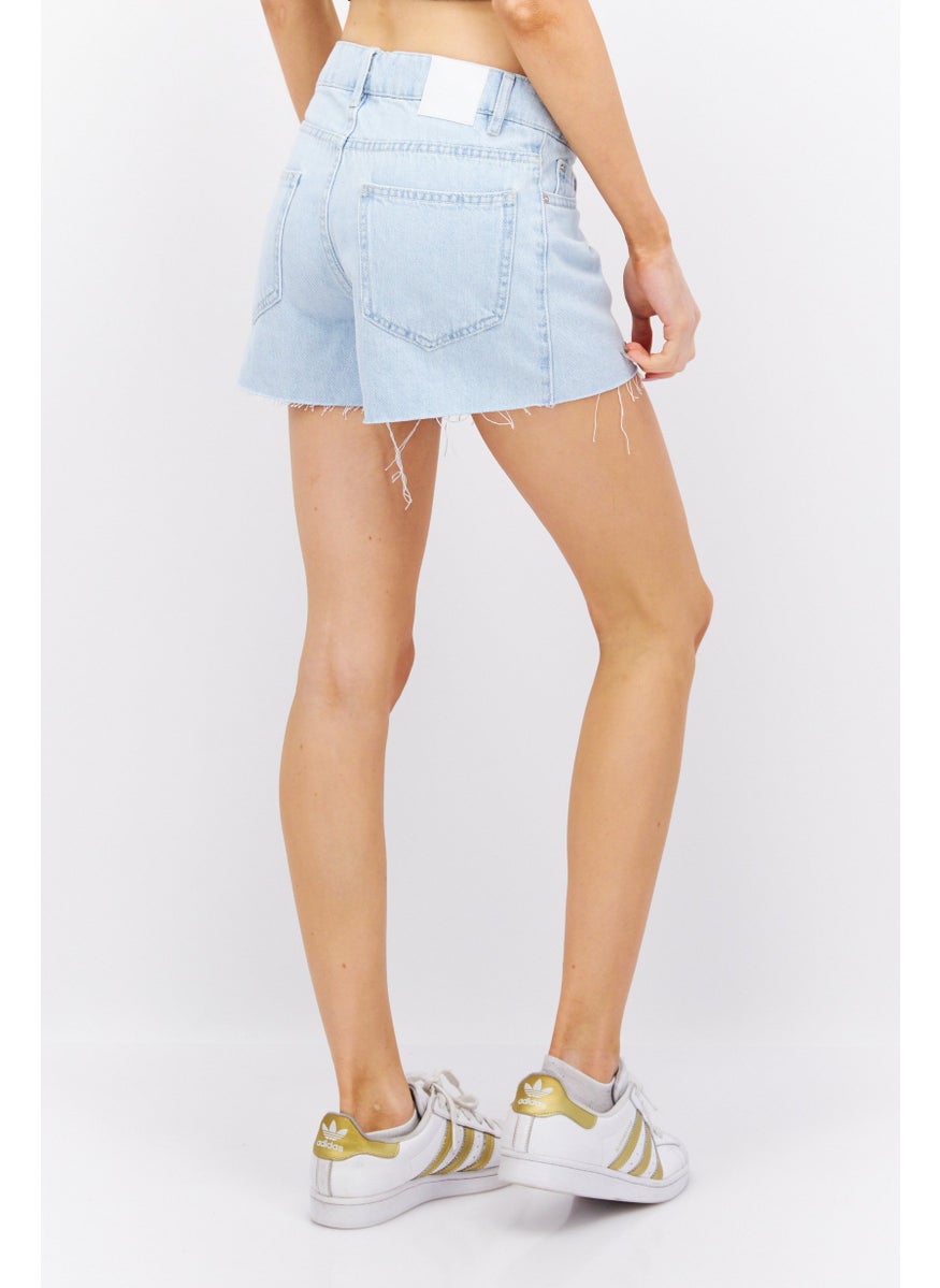 Don't Call Me Jennyfer - Women Washed Denim Short, Light Blue - Image 1
