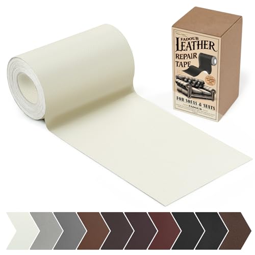Fadoub Leather Repair Patch 4 x 63In Self Adhesive Leather Repair Tape for Furniture Vinyl Repair Tape for Repairing Vinyl Couch Sofa Car Seats Car Interior Beige WhiteCream - Image 1