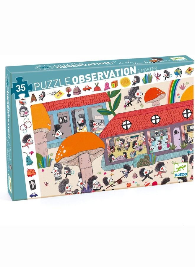 DJECO The Hedgehog School Observation Puzzle - 35Pcs - Image 1