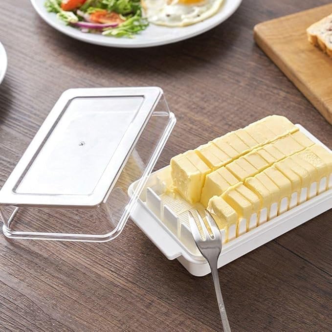 Istore Butter Dish with Cutter and lid for Refrigerator, BPA Free Plastic Butter Box with Cutting Guide, Cheese & Butter Keeper Container Case for Kitchen (1PCS) - Image 2