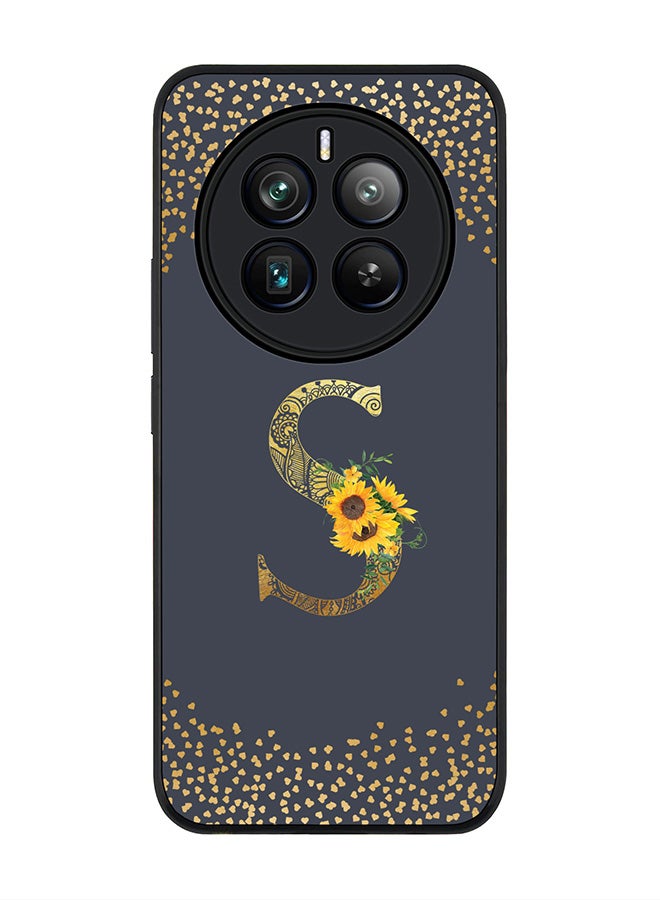 Stylizedd Rugged Black edge case for Realme 12 Pro / Realme 12 Pro Plus 5G, Custom Monogram Initial Letter Mandala Floral Pattern Alphabet-S (Grey ) - Image 1
