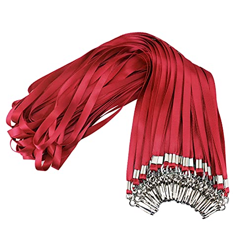 Korty Red Lanyards Bulk 50 packs Lanyards for ID Badges,Lanyards with Swivel Hook Clips for Name Tag Lanyard ID Holder - Image 1