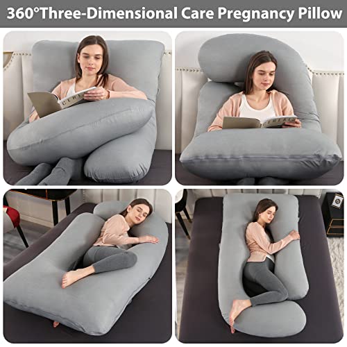 Elover Pregnancy Pillows,U-Shape Full Body Pillow Cooling Cover Dark Grey Pregnancy Pillows for Sleeping Body for Adults,Maternity Pillow (Cooling Material,Haze Grey) - Image 3