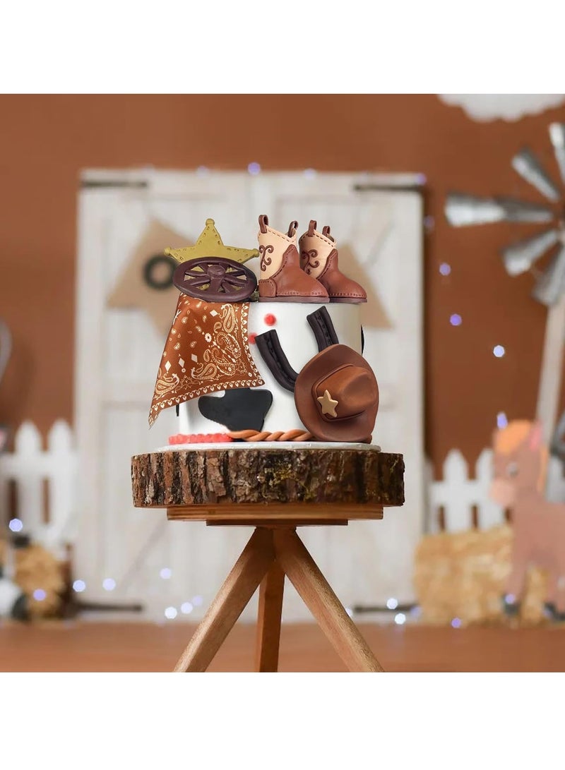 KASTWAVE 7PCS Cowboy Cake Decorations, Cowboy Hat and Boot Cake Toppers, Vintage Cowboy Rodeo Cake Topper, Western Cowboy Cowgirl Birthday Baby Shower for Western Theme Party Favors Supplies - Image 3