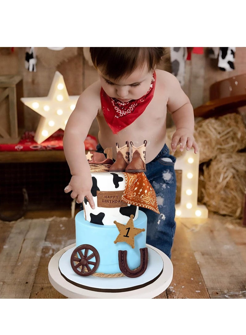 KASTWAVE 7PCS Cowboy Cake Decorations, Cowboy Hat and Boot Cake Toppers, Vintage Cowboy Rodeo Cake Topper, Western Cowboy Cowgirl Birthday Baby Shower for Western Theme Party Favors Supplies - Image 5