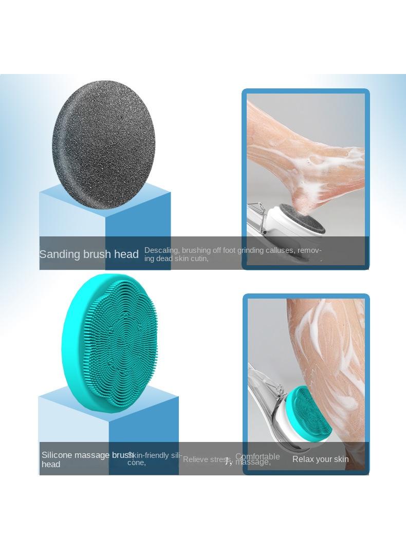 general Electric Body Brush with Six Brush Heads Rechargeable Back Brush Long Handle Exfoliating Spin Scrubber Perfect for Women & Men Wash Deep Cleaning Brush Shower Skin Massager（Green） - Image 4