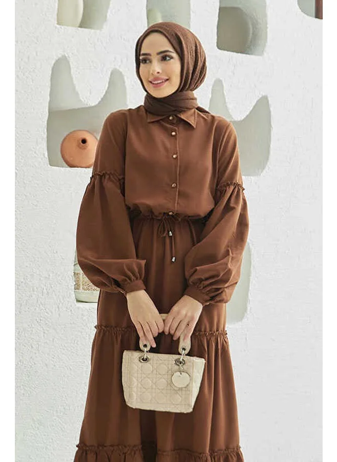 Neways 6567-CARLA Pleated Dress Brown