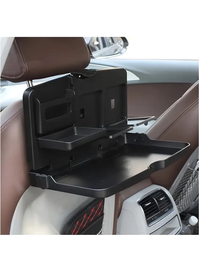 Black Foldable Car Backseat Tray Cup Holder Phone Slot Portable Dining Entertainment - Image 1
