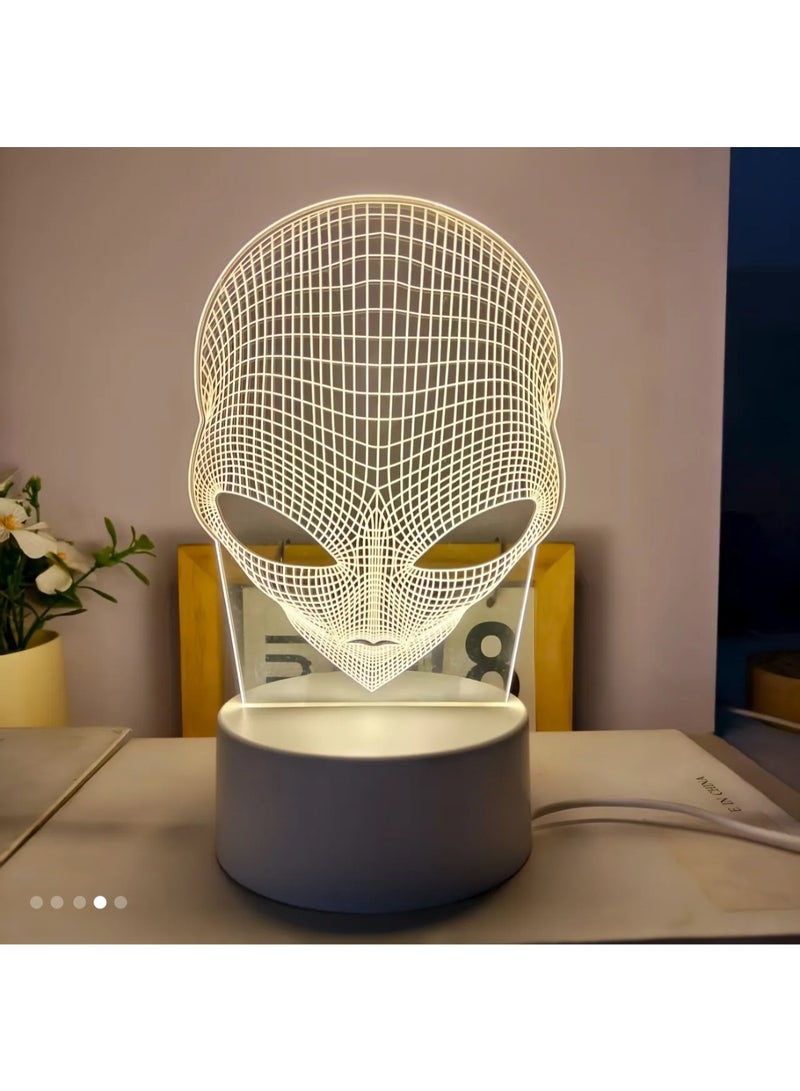 3D alien lamp | acrylic light | warm light | room décor | night light | modern home decor | sci-fi gift | Halloween gift | birthday present | alien mask light - Image 2