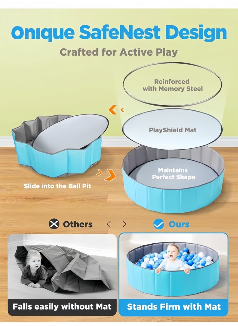 Berma Baby - Large Ball Pit for Toddlers - Baby Ball Pit with Pop-Up Play Mat, Portable Foldable Kids Ball Pit, Baby Play Pit, Indoor and Outdoor Use, Holds Over 800 Balls (Balls Not Included) (Blue) - Image 1