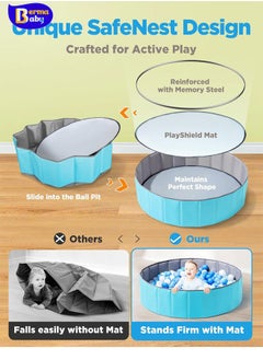 Berma Baby Large Ball Pit for Toddlers -  Baby Ball Pit with Pop-Up Playmat, Portable and Foldable Kids Ball Pit, Dog Play Pit, Indoor and Outdoor Use, Hold Over 800 Balls, Balls Not Include (Blue)  - Image 2