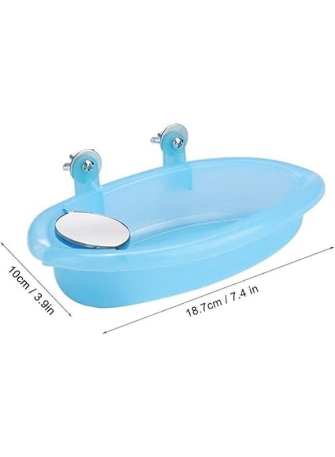 Pet Parrot Bathtub, Bird Bath Tub with Mirror and Sink Toy, Bird Shower Bathing Feeder Bowl, Plastic Bird Bath for Small to Medium Parrots - Image 3