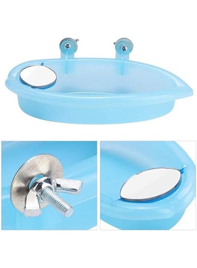 Pet Parrot Bathtub, Bird Bath Tub with Mirror and Sink Toy, Bird Shower Bathing Feeder Bowl, Plastic Bird Bath for Small to Medium Parrots - Image 5