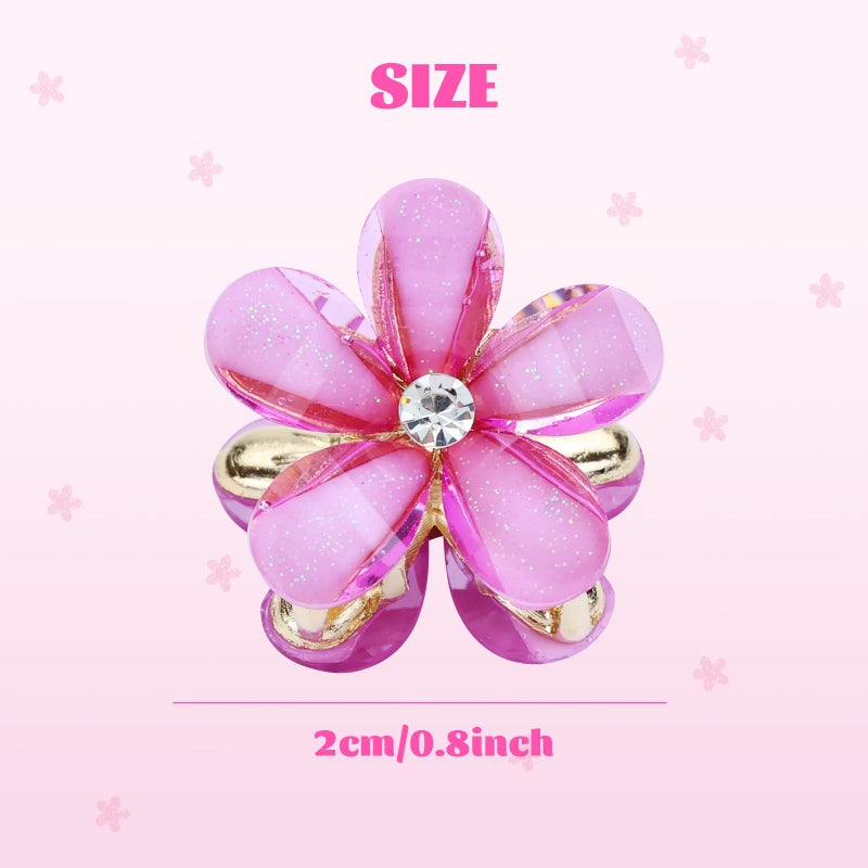 Dizila 40 Pieces 2cm/0.8" Small Mini Crystal Flower Hair Claws Clips Floral Hair Barrettes Hair Accessories for Women Girls Teens Kids Toddlers - Image 2