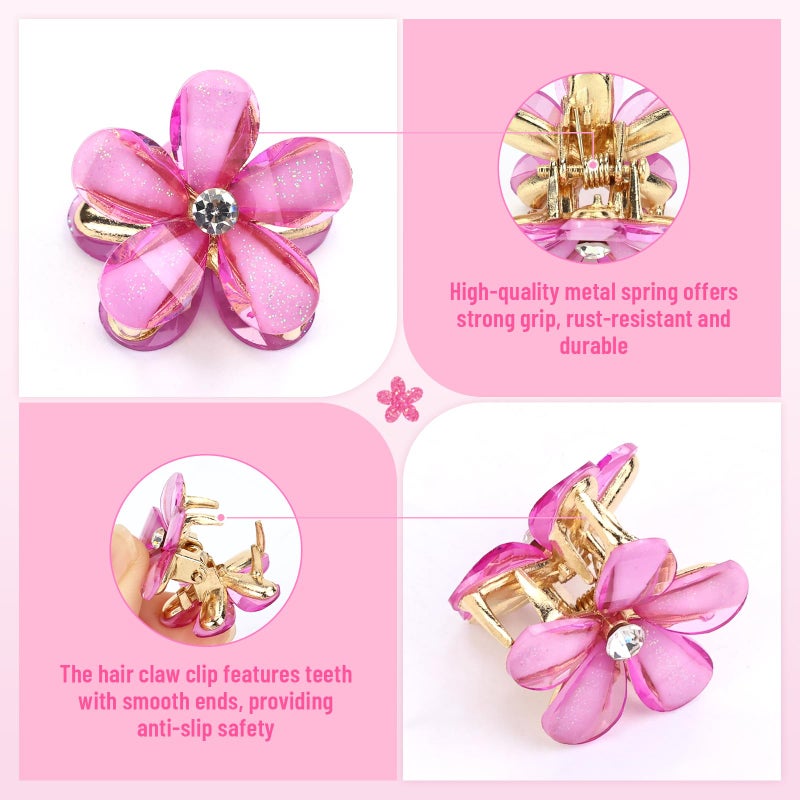Dizila 40 Pieces 2cm/0.8" Small Mini Crystal Flower Hair Claws Clips Floral Hair Barrettes Hair Accessories for Women Girls Teens Kids Toddlers - Image 3