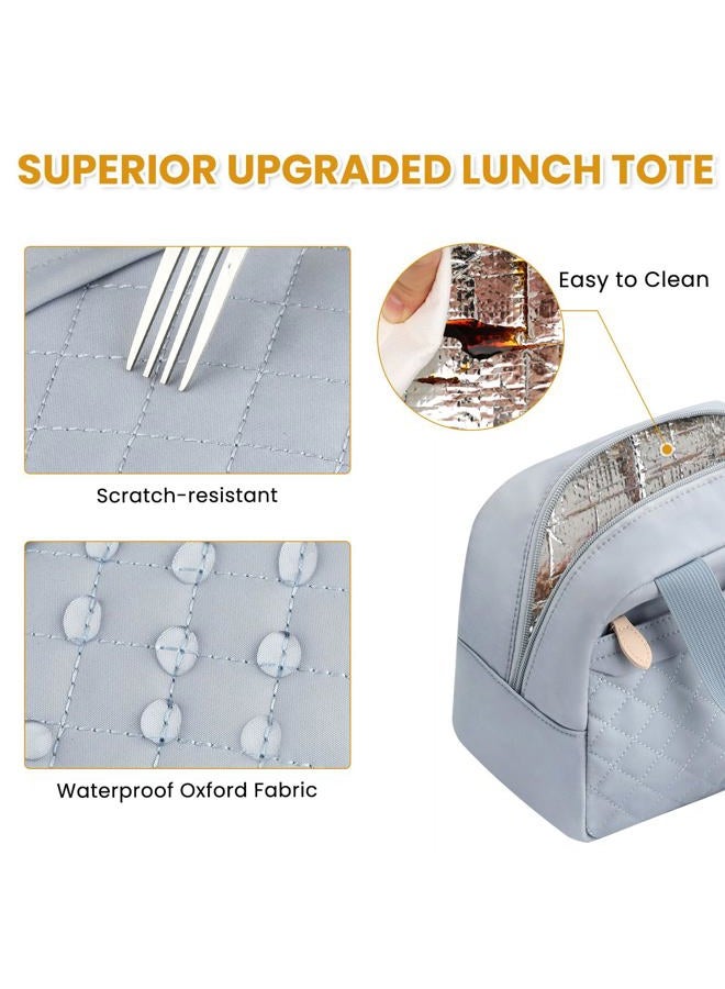 ELONGRIVER Insulated Lunch Bag for Women, Portable Lightweight Lunch Box for Adults, Reusable Small Lunch Tote Cooler Bags with Front Zipper Pocket for Work, Travel and Picnic (Light Blue) - Image 5