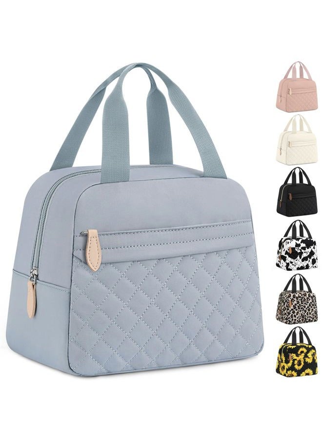 ELONGRIVER Insulated Lunch Bag for Women, Portable Lightweight Lunch Box for Adults, Reusable Small Lunch Tote Cooler Bags with Front Zipper Pocket for Work, Travel and Picnic (Light Blue) - Image 1