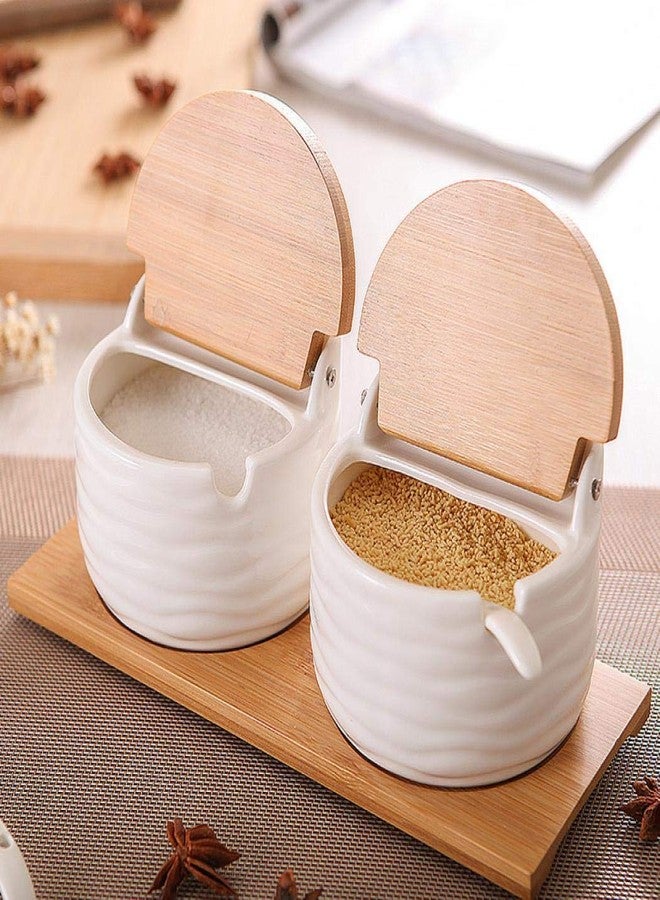 Magnitt Ceramics Storage Jar Porcelain Condiment Jar Spice Container with with Flip Lid and Spoon - Best Creative Seasoning Box for Your Home, Kitchen, Counter (3) - Image 3