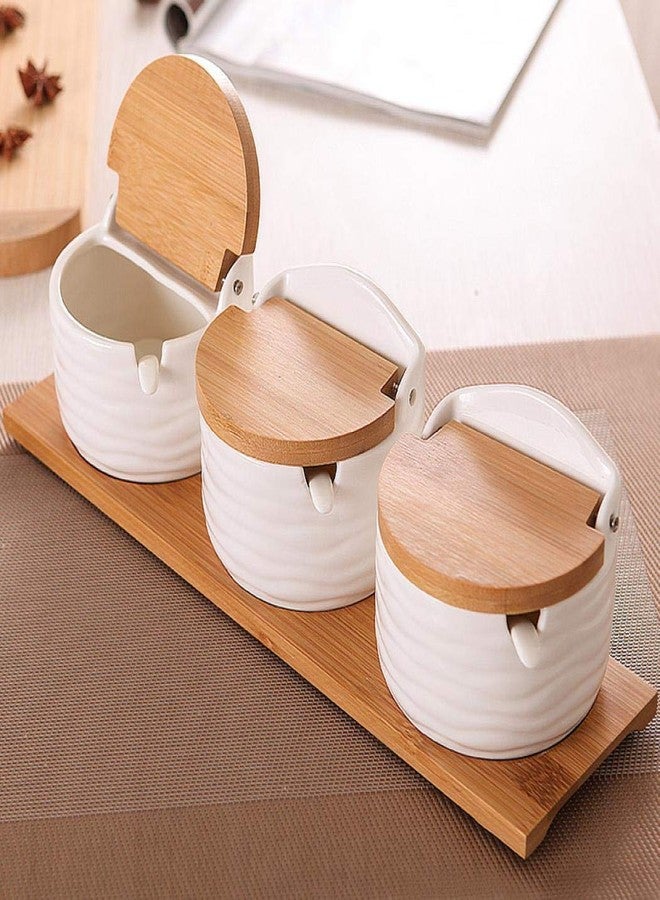 Magnitt Ceramics Storage Jar Porcelain Condiment Jar Spice Container with with Flip Lid and Spoon - Best Creative Seasoning Box for Your Home, Kitchen, Counter (3) - Image 2