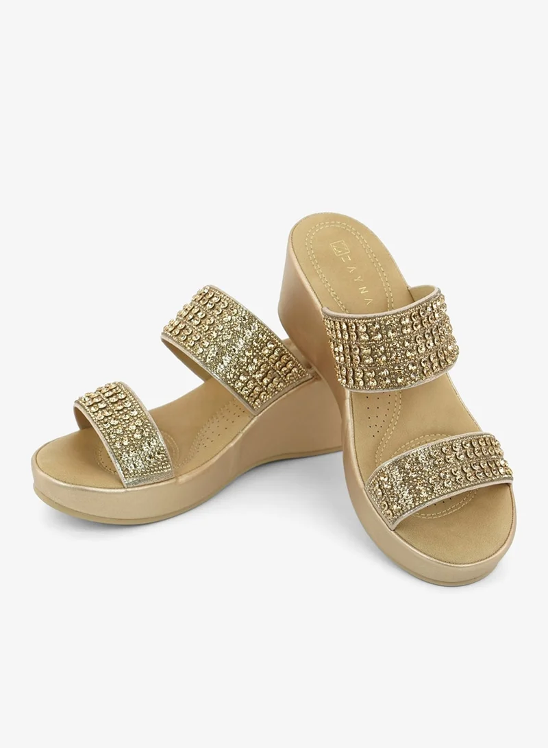 ZAYNA 221-317 Zayna Ladies Classic Wedge Slides 3F8730-991 Rose Gold