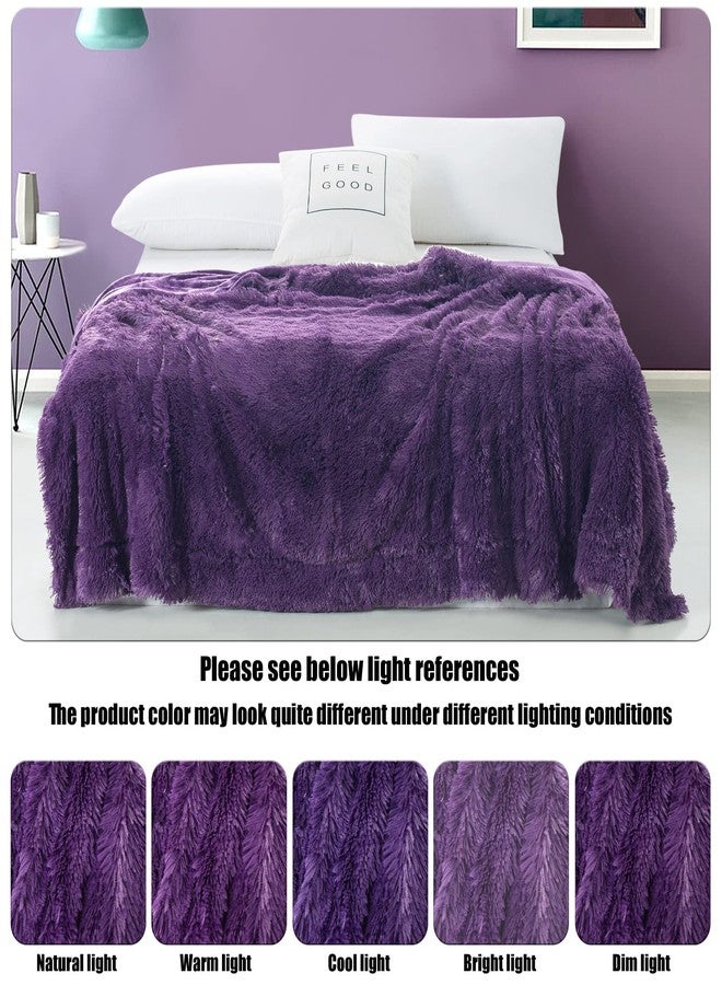 GONAAP Fuzzy Faux Fur Throw Blanket Purple Super Soft Cozy Plush Fuzzy Shaggy Blanket for Couch Sofa Bed (Purple, Throw(50"x60")) - Image 5