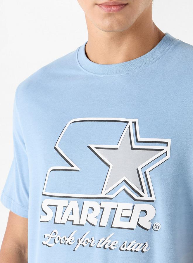 Starter Typographic Print Crew Neck T-Shirt with Short Sleeves - Image 4