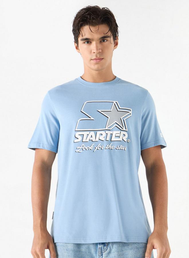 Starter Typographic Print Crew Neck T-Shirt with Short Sleeves - Image 1