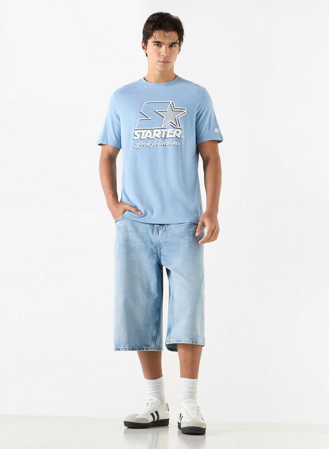 Starter Typographic Print Crew Neck T-Shirt with Short Sleeves - Image 2