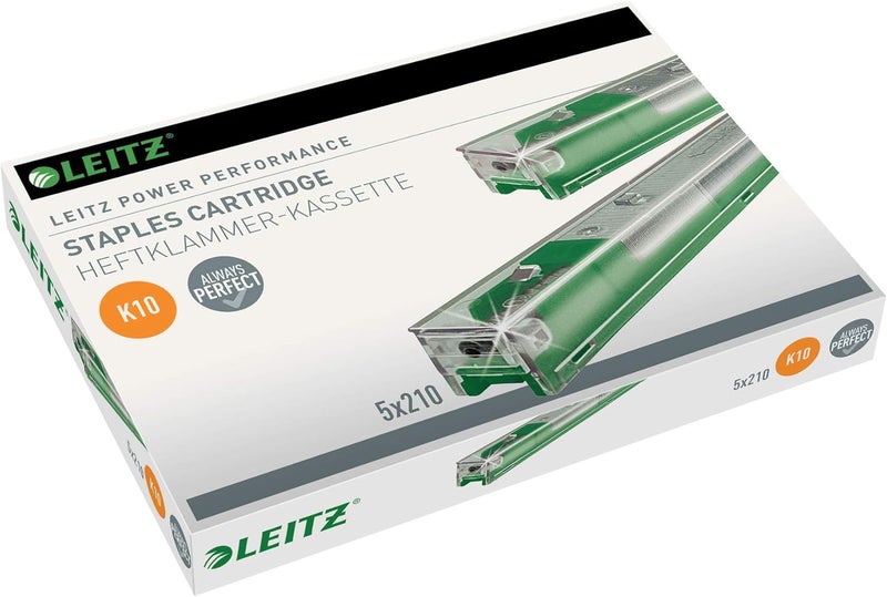 LEITZ 55930000 K10 Power Performance Stapler Cartridge, Strong Steel, 1050 Staples, Length 10 mm, 55 Sheet Capacity Sand resistant - Image 1