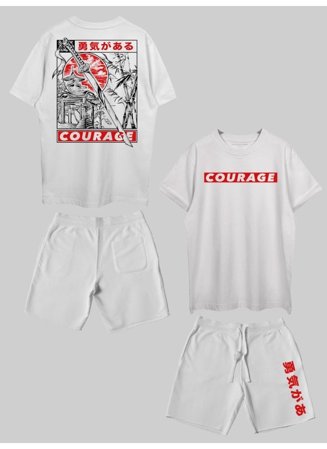 THREADCURRY THREADCURRY Courage Printed Co-ord Set for Men - Half Sleeve Oversized T-Shirt and Shorts  - Image 1