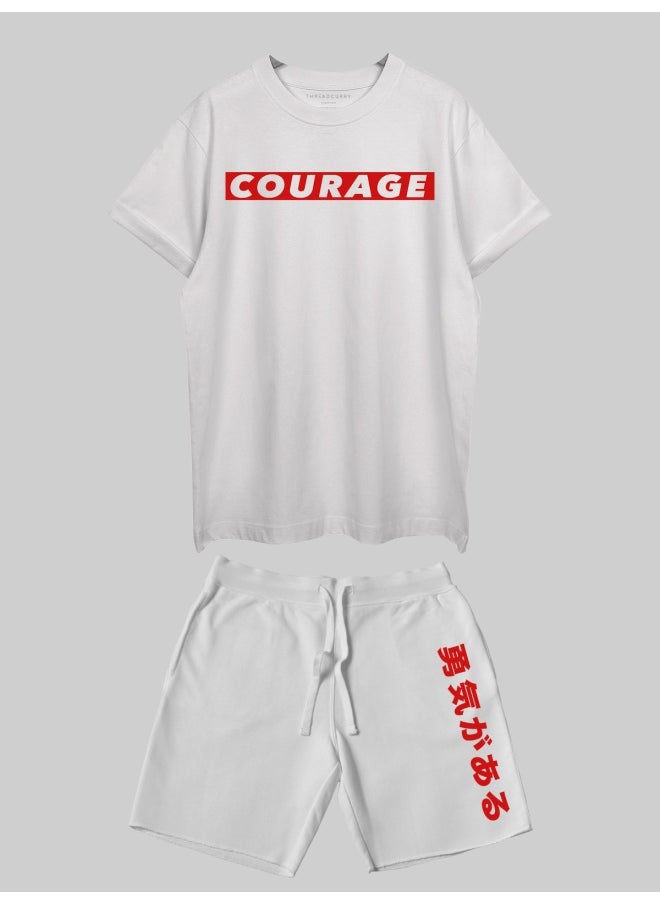 THREADCURRY THREADCURRY Courage Printed Co-ord Set for Men - Half Sleeve Oversized T-Shirt and Shorts  - Image 3