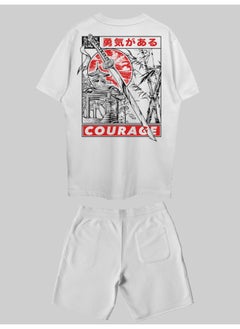 THREADCURRY THREADCURRY Courage Printed Co-ord Set for Men - Half Sleeve Oversized T-Shirt and Shorts  - Image 2