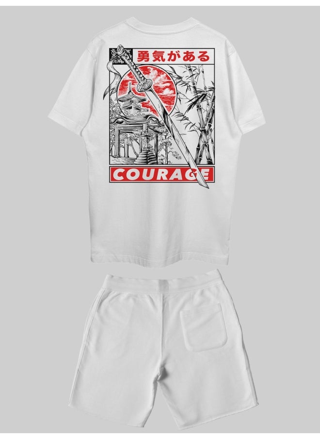 THREADCURRY THREADCURRY Courage Printed Co-ord Set for Men - Half Sleeve Oversized T-Shirt and Shorts  - Image 2