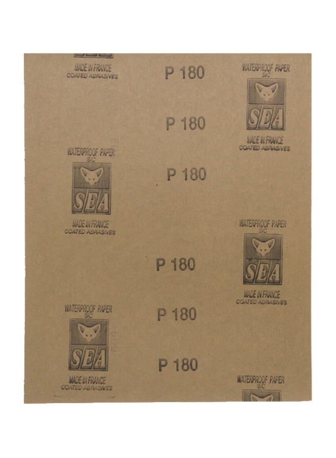 Sea France Waterproof Sandpaper 180 Grit Wet & Dry Abrasive Sanding Sheets for Wood, Metal & Automotive Use, Medium Fine Grit for Smoothing, Finishing & Surface Preparation