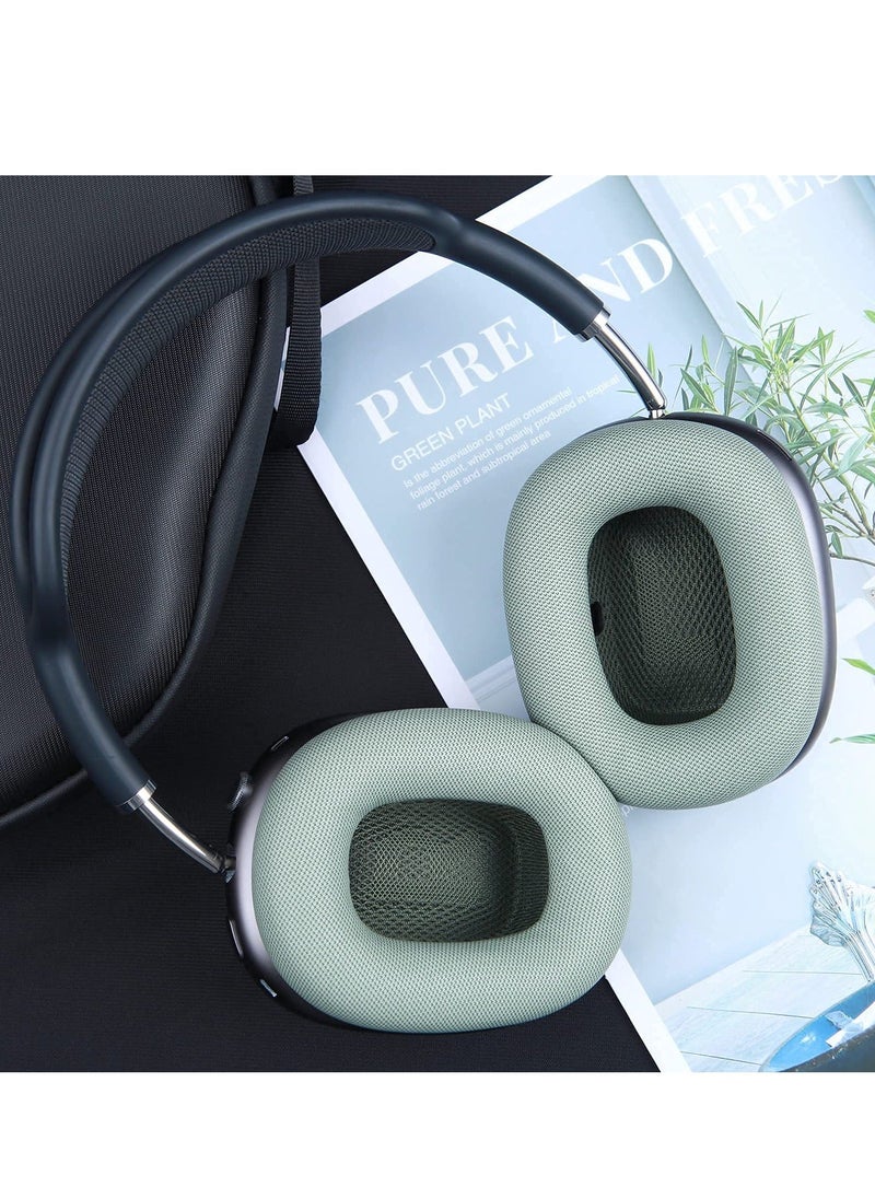 Generic - Ear Pads for AirPods Max Earmuffs, Headband Ear Cups Replacement Sponge Cover Cloth Ear Cushion Cover Magnetic Headphone Accessories with Knitted Mesh, Memory Foam, Green - Image 1