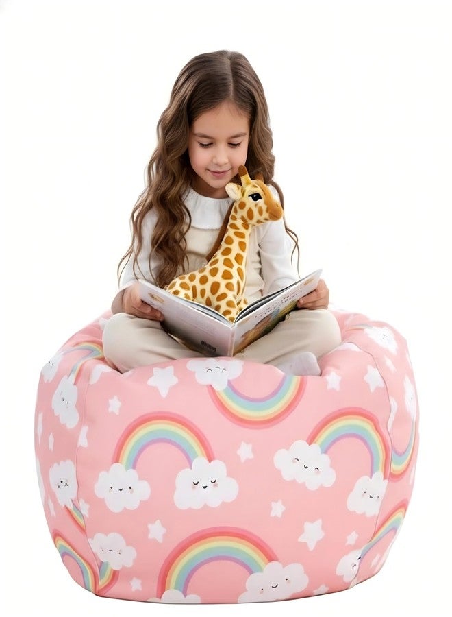 Nobildonna Stuffed Animal Storage Bean Bag Chair Cover Only for Kids Girls Toddler, Large Beanbag Chair Without Filling for Organizing Children Soft Plush Toys - Image 1