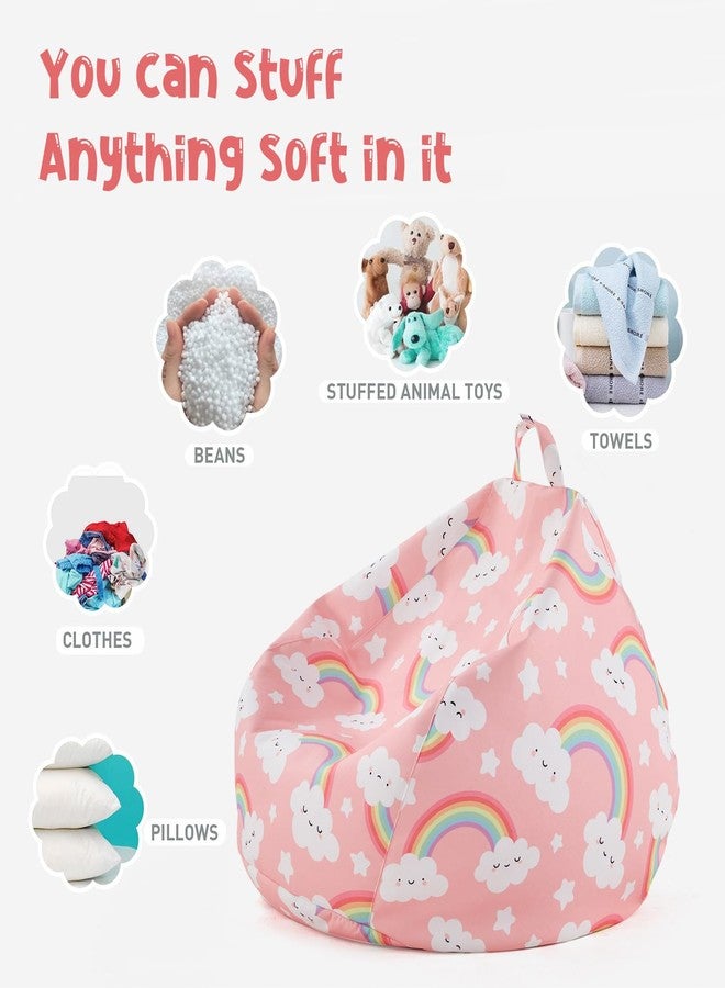 Nobildonna Stuffed Animal Storage Bean Bag Chair Cover Only for Kids Girls Toddler, Large Beanbag Chair Without Filling for Organizing Children Soft Plush Toys - Image 4