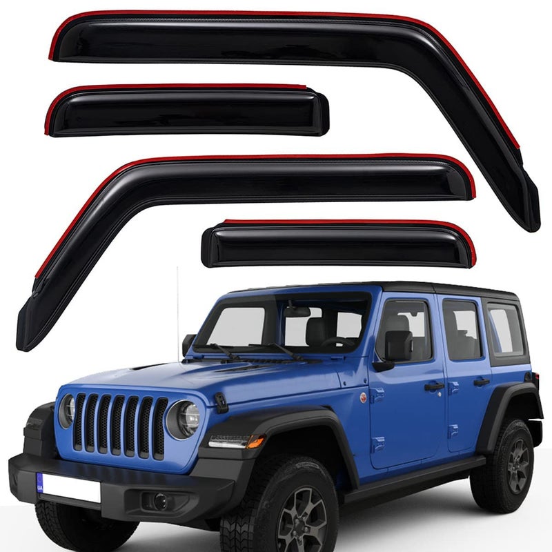 Lightronic WV194811 in-Channel Window Visors Rain Guards Smoke Tint 4PCS Set for Jeep Wrangler JL 2018-2020, for Jeep Gladiator 2020