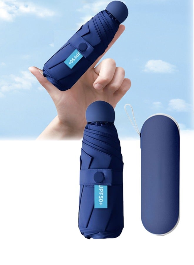 مظلة كبسولة صغيرة مع 8 أضلاع معززة، مظلة شمسية قابلة للطي مع صندوق، مظلات شمسية ومطر محمولة، حماية من الأشعة فوق البنفسجية بنسبة 99% للحقيبة والسيارة وحقيبة الظهر للفتيات والنساء ومعدات المطر