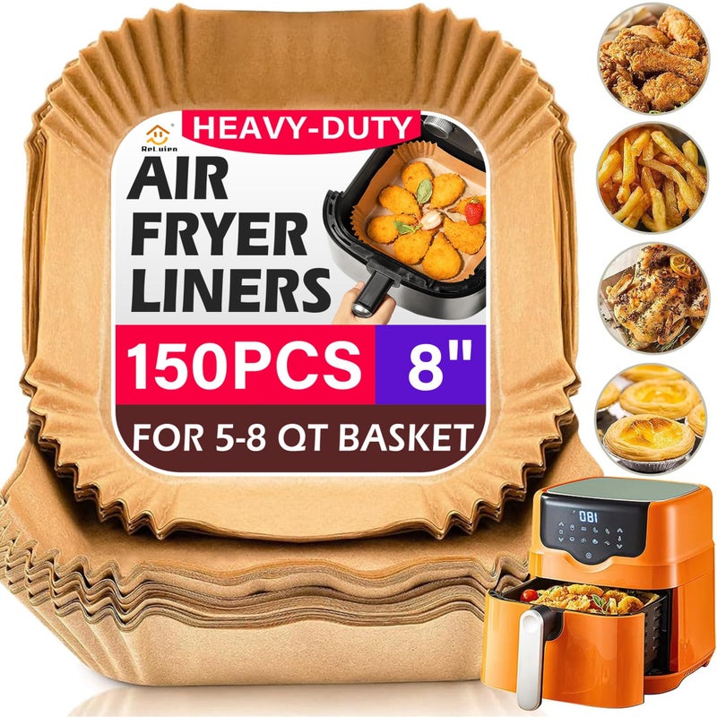 Air Fryer Liners Disposable 150Pcs 8 Square Parchment Paper Liner for Air Fryer Baking Roasting and Microwave NonStick Airfyer Liners Accessories