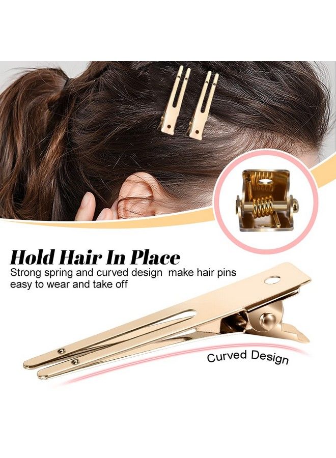 IKOCO 50Pcs Pin Curl Clips Ikoco Hairdressing Double Prong Hair Clips With 3Pcs Comb Set For Setting Curls Hair Salon Or Barber Gold - Image 3