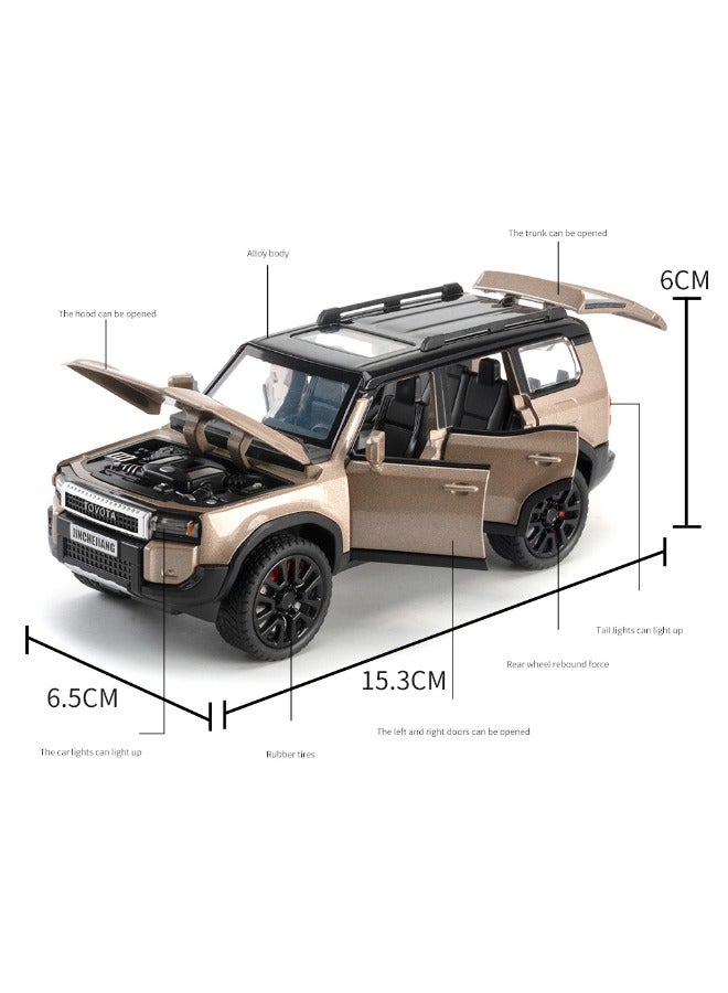 Model car 1:32 Alloy Collectible Prado Car Model Toy, Diecast Zinc Alloy Prado Pull Back Collectible Toy Car,  Sound and Light Pull Back Model Car for Kids Boy Girl Gift 15.3cm*6cm*6.5cm - Image 2