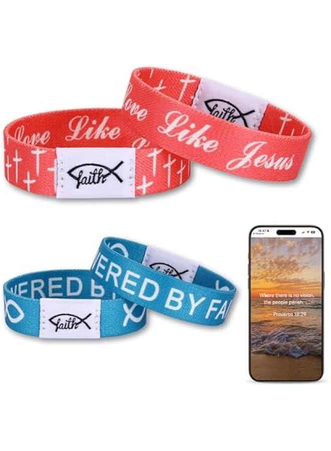 Arabest NFC Bible Verse Bracelets in Bulk for Women Man,  Gifts for Family Christian Daily Bible Verse Bracelet Adjustable Wearable Inspirational Spiritual Energy Quotes Bracelets - Image 1