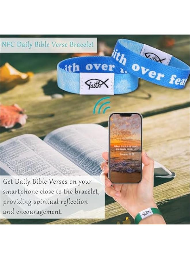 Arabest NFC Bible Verse Bracelets in Bulk for Women Man,  Gifts for Family Christian Daily Bible Verse Bracelet Adjustable Wearable Inspirational Spiritual Energy Quotes Bracelets - Image 2