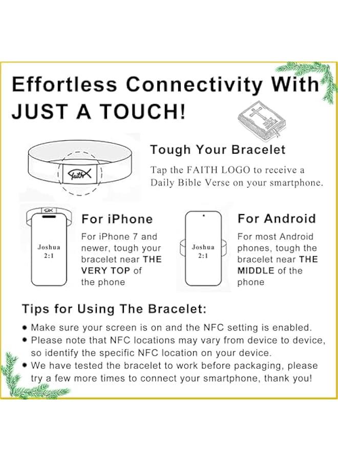 Arabest NFC Bible Verse Bracelets in Bulk for Women Man,  Gifts for Family Christian Daily Bible Verse Bracelet Adjustable Wearable Inspirational Spiritual Energy Quotes Bracelets - Image 3