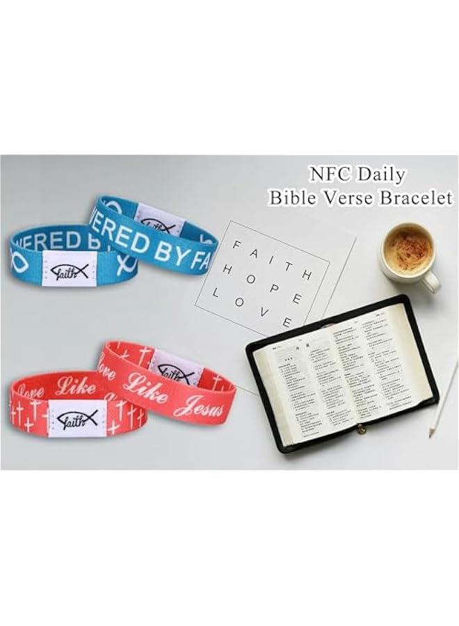 Arabest NFC Bible Verse Bracelets in Bulk for Women Man,  Gifts for Family Christian Daily Bible Verse Bracelet Adjustable Wearable Inspirational Spiritual Energy Quotes Bracelets - Image 5