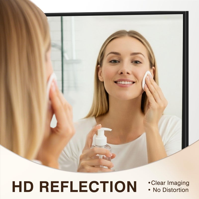 FICTOR Bathroom Vanity Mirror-Black, 36" x 24", Shatterproof & Anti-Rust, Wall Mount Rectangle Mirrors with Metal Frame for Over Sink, Bathroom, Bedroom, Living Room,Entryway - Image 4