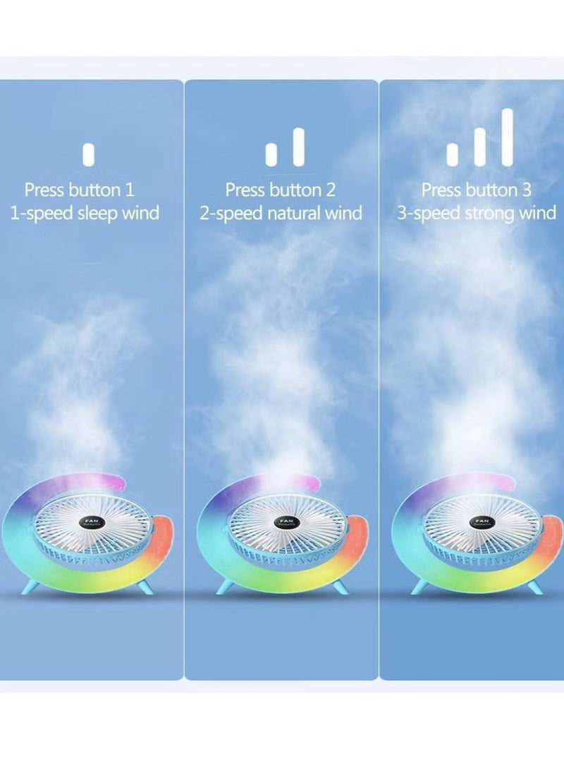 Multifunctional Colorful Desktop Small Fan portable Floor mounted Fan With Light USB Charging personal Fan - Image 2